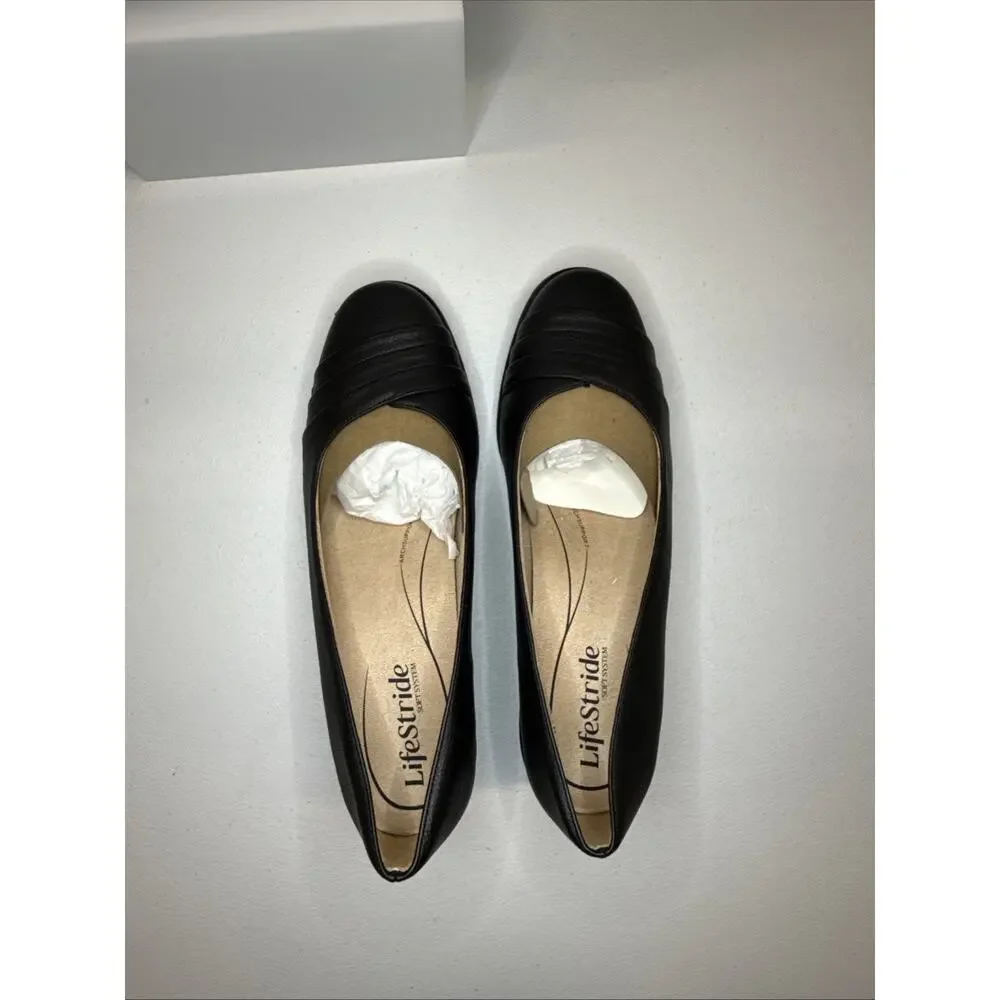 LifeStride Jenna Women's Black Wedge Slip-On Loafers Shoes Comfort Size 9.5W